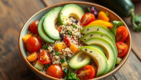 Quinoa ve Avokadolu Sebze Kasesi