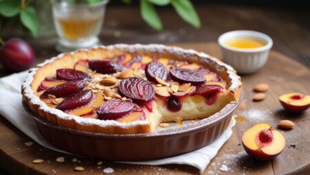 Fıstık ve Bademle Lezzetli Erikli Clafoutis